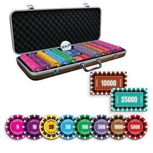 Juego de Fichas de Póker Lambent de 300/500 Piezas con 10/20 Placas, Fichas de Cerámica de 40/45/50 mm, 10/14/17 g, Incluye Bandeja - Product Image 1