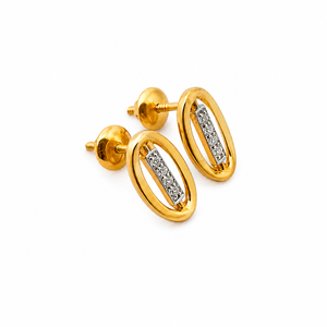 18Kt Yellow Gold Diamond Oval Stud <b>Earrings</b> for Women High Polish Minimalist Daily Wear Party Wedding Gift Jewelry - Product Image 3