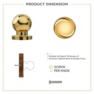 Poignée de tiroir ronde en laiton doré de qualité supérieure, bouton de meuble décoratif, poignée de porte, ensemble de 2 tirettes en laiton - Product Image 6