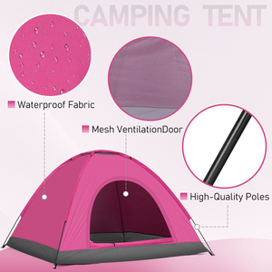 Pink 3/4 Person <b>Camping</b> Dome Tent - Product Image 6
