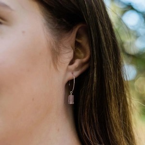 Pendientes de Aro de Cuarzo Rosa de 8-10mm para Mujer, Joyería Colgante de Piedra Natural, Pendientes de Gota de Moda con Piedra de Nacimiento - Product Image 6