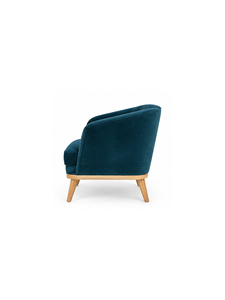 Fauteuil lounge en cuir de luxe de style mid-century avec structure en bois naturel, fauteuil confortable pour salon, hôtel, café, mobilier - Product Image 4