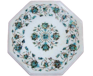 Mesa de Centro Tradicional y Duradera con Incrustaciones de Mármol para Sala de Estar - Product Image 5