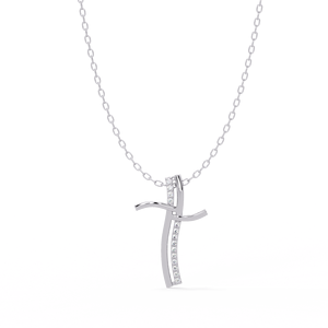 Collar con Colgante de Cruz de Plata 925 con Diamantes de Laboratorio, Acabado en Oro, Joyería Religiosa Elegante, Venta al por Mayor, OEM, ODM, India - Product Image 3