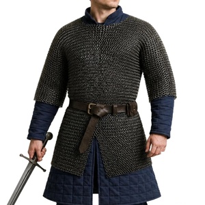 9mm Flat <b>Riveted</b> Stainless Steel Silver Plated Chainmail Shirt Haubergeon Medieval Maille Antique Modern Design - Product Image 2