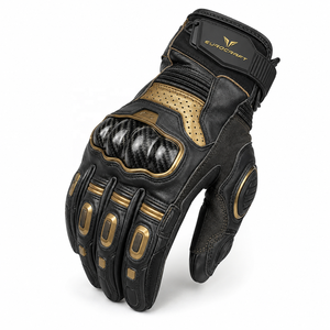 Gants de moto en cuir de vachette à doigts complets, protection rigide des articulations, paume antidérapante, imperméables, pour la course et le cyclisme estival rapide - Product Image 5