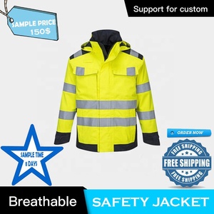 Chaqueta de Seguridad Reflectante Impermeable de Alta Visibilidad ANSI Clase 2 con Logotipo Personalizado para Construcción, Electricistas y Uso en Exteriores - Product Image 6