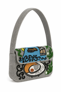 Sac à bandoulière de luxe fait main en perles de verre, thème voyage Santorin Paris, sac à main de créateur, personnalisation OEM ODM, vente en gros - Product Image 4