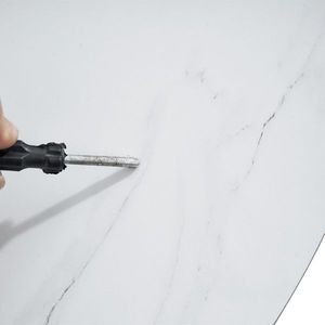 Tavolo da Pranzo TULIP Diametro 106cm Tavolo da Pranzo Allungabile Ovale con Piano in Marmo Bianco, Stabile e Durevole, 1 Pezzo per Scatola - Product Image 5