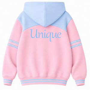 Sudadera personalizada de la hermandad Gamma Phi Delta con logo bordado en la parte delantera, color azul cielo y rosa, manga larga, de algodón, para mujer. - Product Image 4