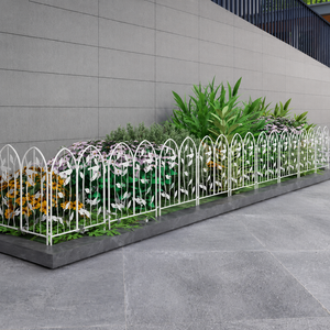 Clôture décorative en métal blanc pour jardin avec motif floral en arche, bordure de parterre de fleurs extérieur, panneau de protection de pelouse - Product Image 4