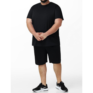 T-shirt en coton noir à manches courtes et col rond pour homme, coupe classique, tricoté en jersey, respirant, couleur unie - Product Image 4