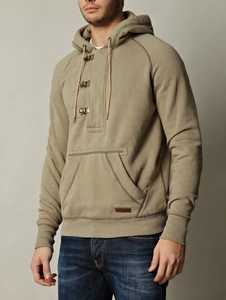 Sudadera con Capucha Color Caqui para Hombre, con Cierre de Hebilla Metálica y Bolsillo Tipo Canguro - Product Image 2