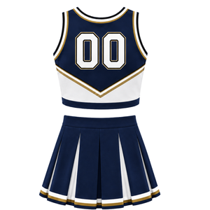 Conjunto de Uniforme de Animadoras Azul Marino, Top Corto y Falda Plisada, para Competencia de Baile, Ropa Deportiva - Product Image 2