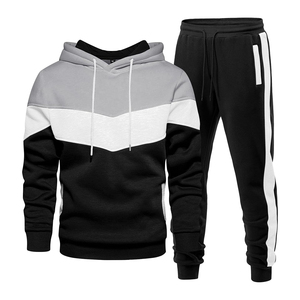 Conjunto Deportivo para Hombre con Capucha y Bloques de Color, Manga Larga, Cierre con Cordón, Estilo Casual, para Otoño, con Patrón Azul, Amarillo y Blanco - Product Image 6