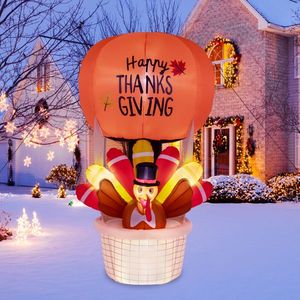 6ft 15W 5 LED Lights Turkey Hot Air Balloon Inflatable Outdoor Holiday Yard Decorations Garden Turkey Decoration - Product Image 4