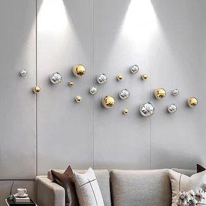 Décoration murale moderne en métal, sphère décorative à suspendre au mur, décoration murale pour salon, fond de canapé - Product Image 1