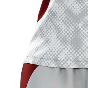 Conjunto Deportivo de Fútbol para Mujer con Diseño de Puntos Blanco-Gris y Borgoña, 100% Poliéster Transpirable, Sublimado - Product Image 3