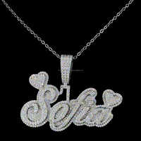 Collier Pendentif Personnalisé en Argent Sterling 925 avec Initiale Cursive et Diamant, Style Hip Hop, Logo Personnalisé, Vente en Gros de Bijoux