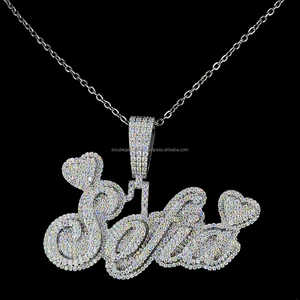 Bijoux en gros Charme de lettre cursive personnalisé en argent sterling 925 personnalisé Nom initial lettre Logo Collier Pendentifs - Product Image 6