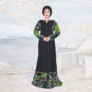 Vestido Maxi Modesto con Diseño de Paneles de Rayón, Inspirado en Dubái Árabe, para Mujer, Manga Larga, Elegante, Moda Musulmana, Estilo Caftán para Eid, ODM - Product Image 1