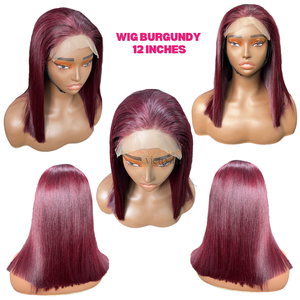Perruque Bob Lace Front Suisse 5x5 en Cheveux Humains Remy Couleur Bourgogne 12 Pouces Sans Colle Taille Moyenne Vente en Gros - Product Image 4