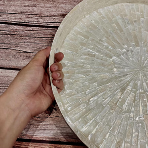 Plateau incrusté de nacre : Coquille de Capiz, décoration de table basse faite à la main par blossom craft india - Product Image 4