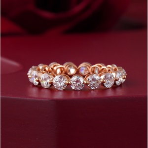 Anillo de Eternidad con Diamantes Cultivados en Laboratorio de 2.51 CT, Oro Rosa de 14K, Montura Compartida, Anillos Elegantes con Diamantes - Product Image 1
