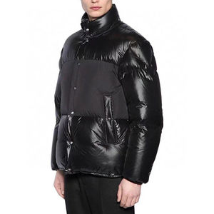 Veste d'hiver légère matelassée pour homme, coupe slim, avec capuche et fermeture éclair, personnalisable OEM, style décontracté et brillant - Product Image 2
