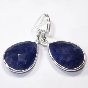 Pendientes Colgantes de Plata de Ley 925 con Zafiro Azul, Forma de Gota de Agua, Engaste de Bisel, Joyería Fina con Piedras Preciosas - Product Image 5
