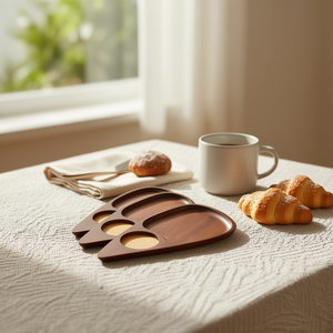 ถาดเสิร์ฟไม้พิมพ์ลายทำมือสำหรับชา กาแฟ ขนม อาหารเช้า-ถาดตกแต่ง - Product Image 3