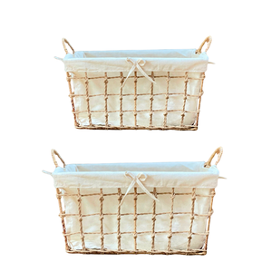 High-Quality Natural Water Hyacinth Seagrass Rattan Bamboo <b>STORAGE</b> <b>BASKET</b> with Frame and Cotton Liner for Home Organization - Product Image 1
