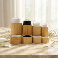 Flacon vide en bambou naturel de 50g pour déodorant à bille, avec insert en plastique