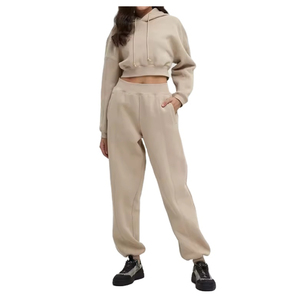 OEM Customized Women's Autumn Winter Crop Top Suit 2 Piece Tracksuit Women Long Sleeve Set Hooded Sports Suits Women Tracksuit - Product Image 6