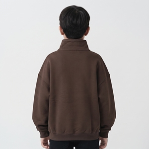 Sudadera con capucha extragrande de algodón grueso personalizada para niños, unisex, con media cremallera, hombros caídos, manga larga, estilo urbano y casual - Product Image 2