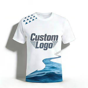 T-shirt à manches courtes à motif géométrique, impression par sublimation, col rond, séchage rapide, coupe sportive régulière - Product Image 1