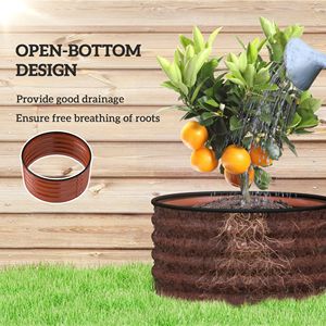 Set di 2 Fioriere in Metallo Marrone Scuro, Vaso Rialzato Facile da Montare con Bordo di Sicurezza, Contenitore per Piante - Product Image 5
