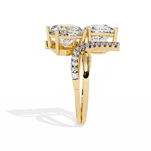 Anillo de Diamante Cultivado en Laboratorio con Corte Cojín, Oro Sólido de 14K/18K, Anillo Bypass Toi et Moi con Pavé, 4.25CTW DEF VVS, Certificado IGI, Anillo de Boda ODM - Product Image 4