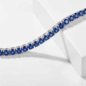 Pulsera de tenis de zafiro, plata 925, hecha a mano, con gemas azules de 4 mm, piedra de nacimiento de septiembre, regalo para ella - Product Image 2