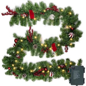 Guirlande de Noël pré-éclairée de 2,7 m à piles, 50 LED, 8 modes, avec minuterie, élégante, décorations artificielles d'extérieur à 8 modes - Product Image 2