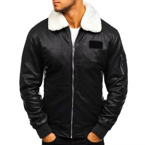 Top Selling Stand Collar <b>Men</b> <b>Leather</b> Fur <b>Jackets</b> Casual Wear Quick Dry Material Made Fashion <b>Leather</b> Fur Black <b>Jackets</b> for <b>Men</b> - Product Image 6