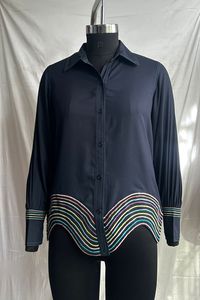 Chemise brodée pour femme, nouvelle collection printemps-automne, chemise ample à manches longues, look élégant, acheter directement auprès du fournisseur au prix d'usine - Product Image 3