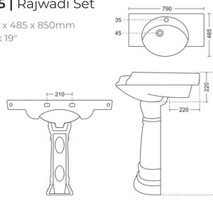 Lavabo de cerámica de alta resistencia con pedestal, 790x485x850mm, lavabo de porcelana para baño, lavabo independiente para lavar ropa - Product Image 6