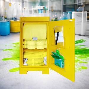 Kit Portátil de 100L para Derrames Químicos, Suministro de Fábrica, Set Absorbente Móvil de 25 Galones para Materiales Peligrosos con Carro con Ruedas Resistente para Fugas de Líquidos - Product Image 1