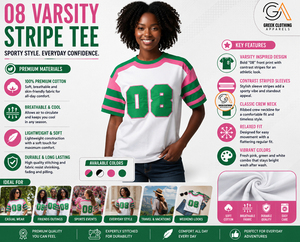 Camiseta de Manga Corta con Cuello Redondo Alpha Kapa Blanca y Verde para Mujer, Talla Grande, Bordada, 300g, 100% Algodón, Secado Rápido, Transpirable - Product Image 5