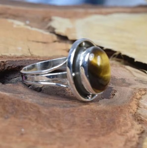 Bague en argent sterling 925 avec pierre naturelle œil de tigre ovale, faite à la main, unisexe, vente en gros, fournisseur de bijoux, cadeau en vrac - Product Image 6