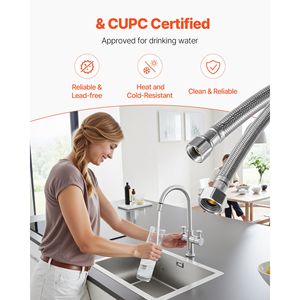 Confezione da 2 Connettori per Tubo Flessibile in Acciaio Inox Intrecciato da 24 Pollici, 3/8 Pollici Maschio x 1/2 Pollici Femmina, Linea di Alimentazione Idraulica per Rubinetti - Product Image 2