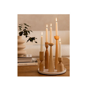 Porte-bougie en bois fait main pour la décoration de la maison, centre de table, décoration de mariage, finition naturelle rustique, pièce de design - Product Image 3