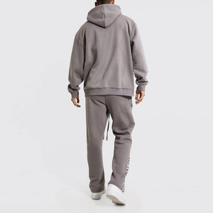 Conjunto Deportivo Unisex Gris con Capucha, Manga Larga, Color Sólido, Casual, con Cordón Ajustable, para Otoño, Transpirable, Corte Holgado - Product Image 2