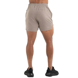 Shorts de sport 2-en-1 pour homme, style streetwear, polyester/coton, motif uni, séchage rapide, taille élastique 5'', poches, sur mesure - Product Image 2